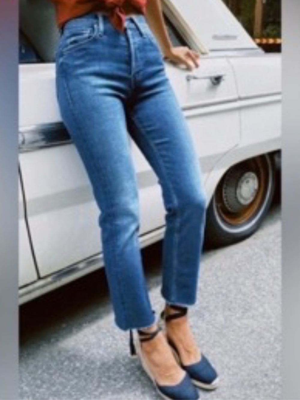 Mother The Tomcat Ankle Fray Jeans High Rise Button Fly Let's Just Be Friends 26